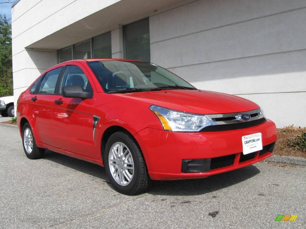 2008 Focus SE Sedan - Vermillion Red / Medium Stone photo #1