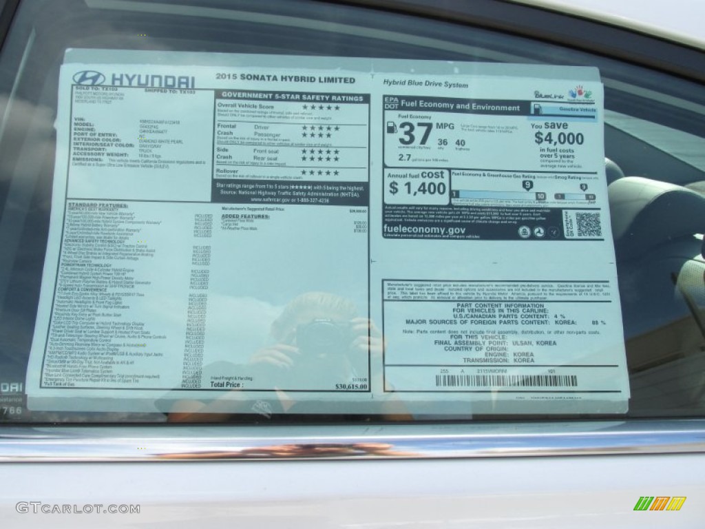 2015 Hyundai Sonata Hybrid Limited Window Sticker Photo #98044510
