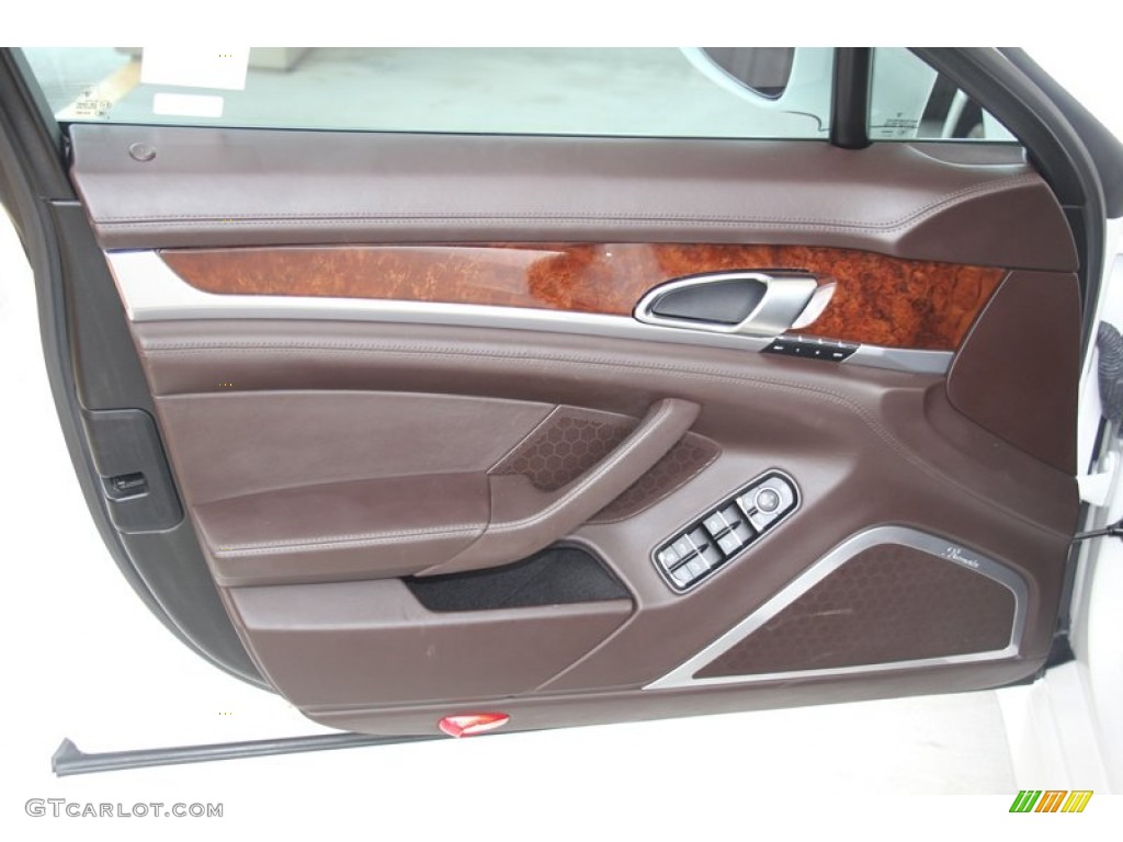 2011 Porsche Panamera Turbo Espresso Natural Leather Door Panel Photo #98048398