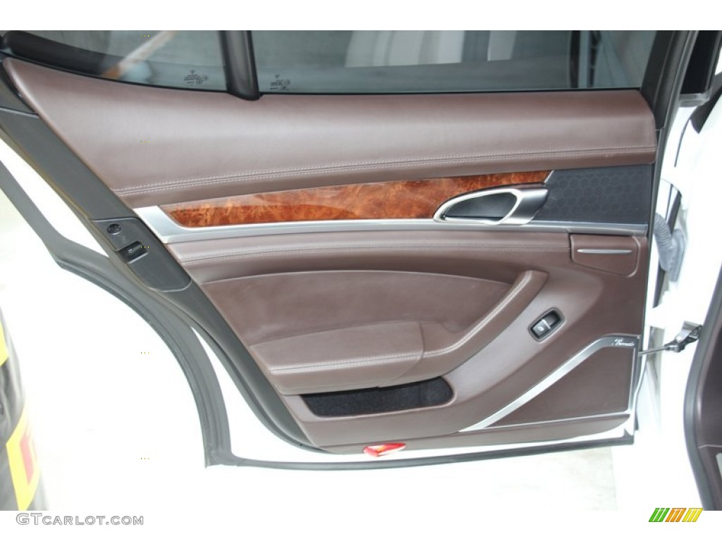 2011 Porsche Panamera Turbo Espresso Natural Leather Door Panel Photo #98048410