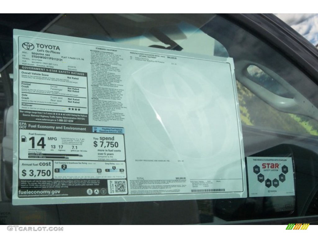 2015 Toyota Sequoia Platinum 4x4 Window Sticker Photo #98078731