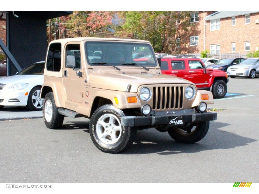 2000 Wrangler Sahara 4x4 - Desert Sand Pearl / Camel/Dark Green photo #1
