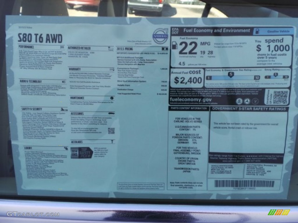 2015 S80 T6 AWD - Bright Silver Metallic / Soft Beige photo #32