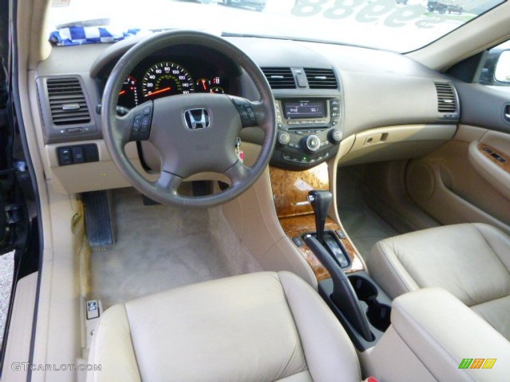 Ivory Interior 2005 Honda Accord Ex L V6 Sedan Photo