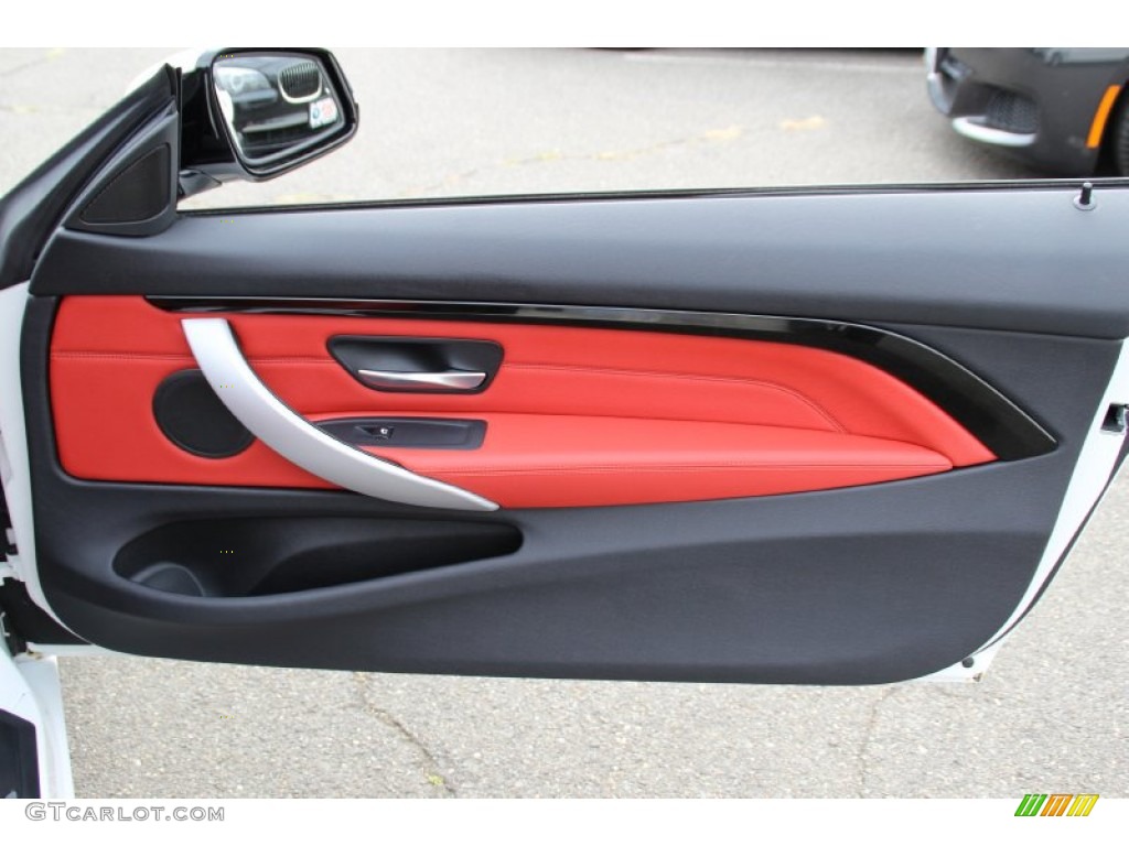 2014 BMW 4 Series 428i xDrive Coupe Coral Red Door Panel Photo #98118458