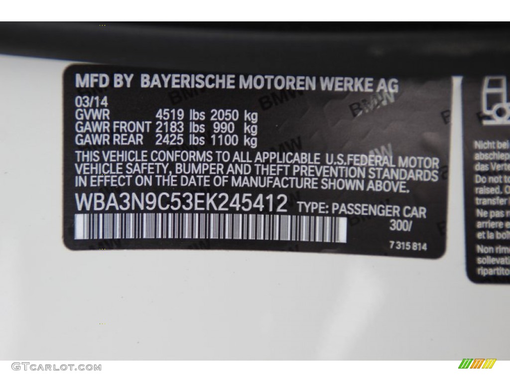 2014 4 Series Color Code 300 for Alpine White Photo #98118647