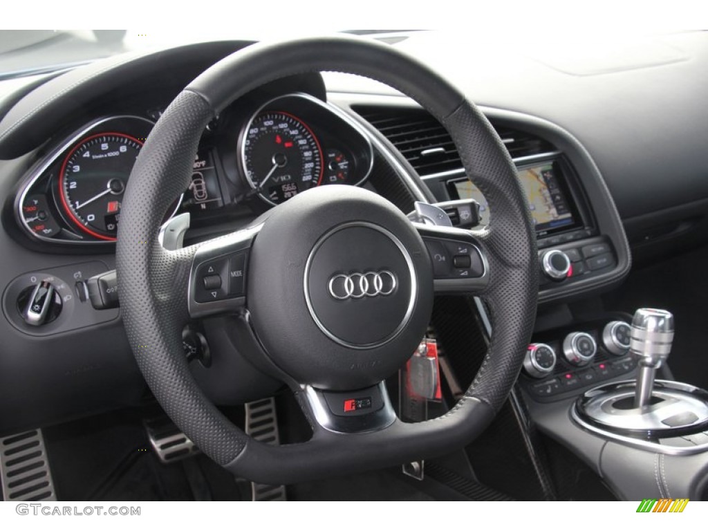 2014 Audi R8 Coupe V10 Plus Black Steering Wheel Photo #98122991