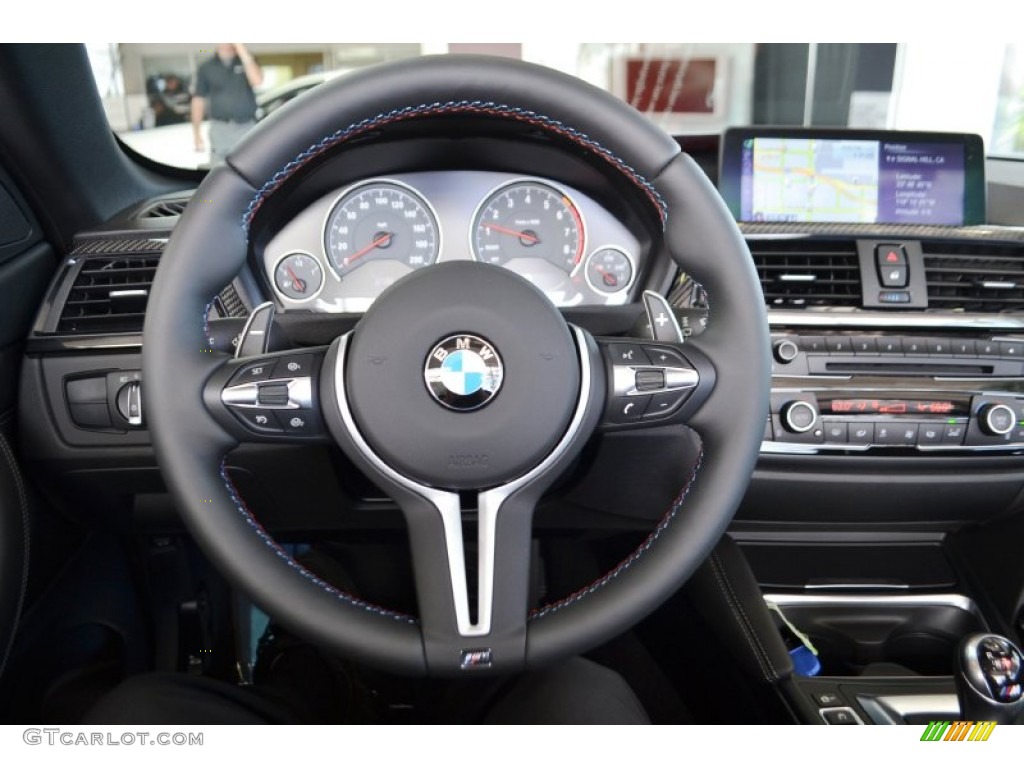 2015 BMW M4 Convertible Black Steering Wheel Photo #98124791