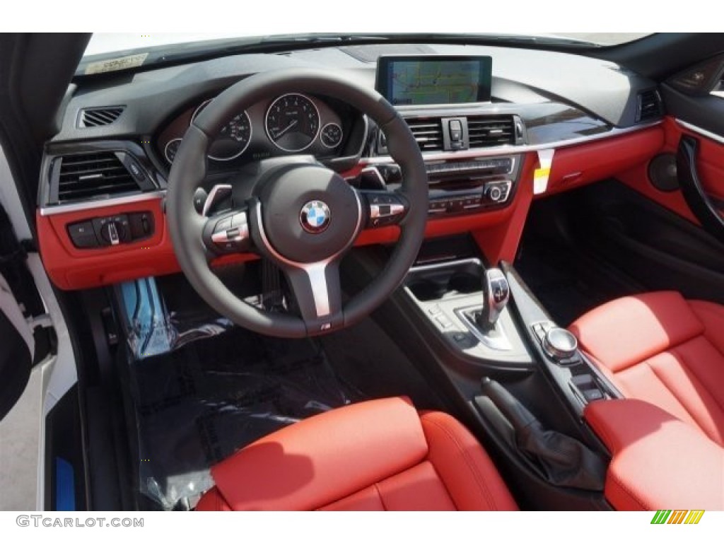 Coral Red/Black Highlight Interior 2015 BMW 4 Series 435i Convertible Photo #98130737