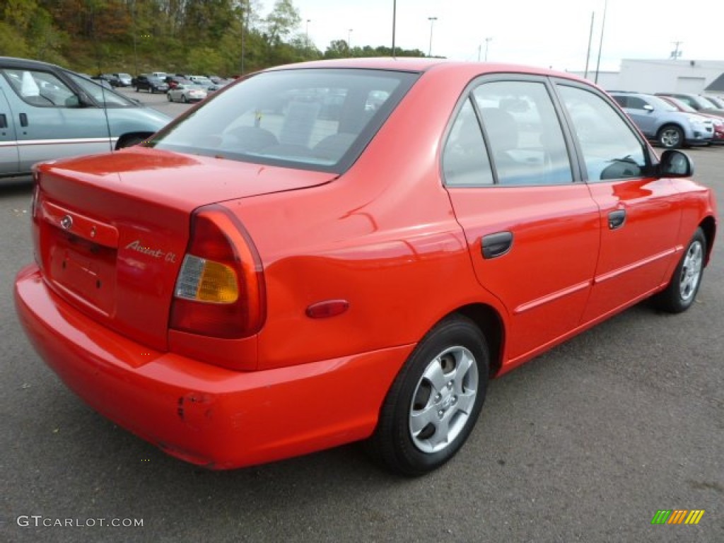 2002 Accent GL Sedan - Retro Red / Gray photo #4