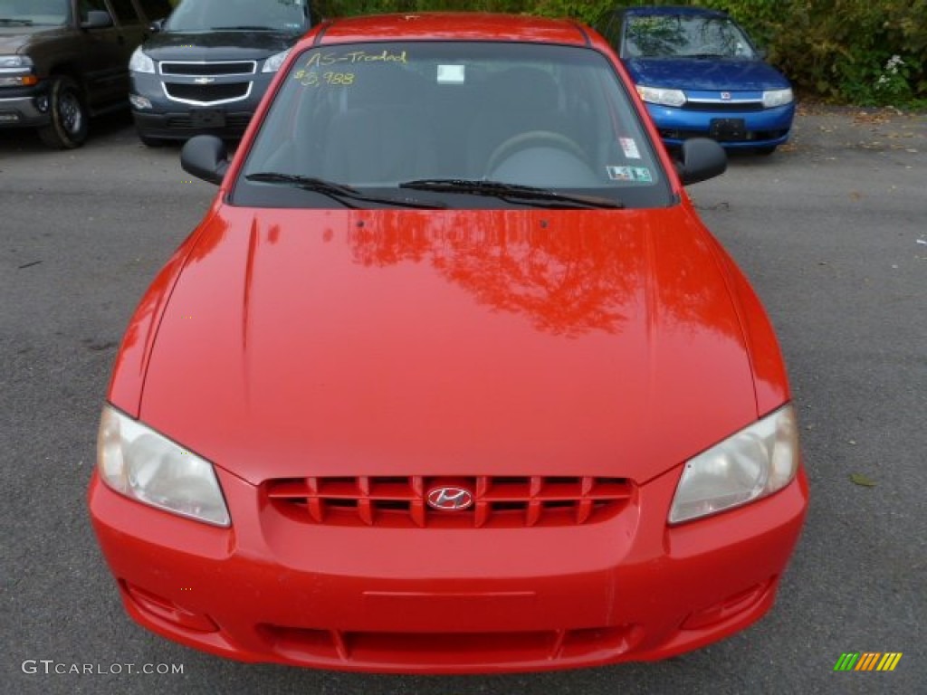 2002 Accent GL Sedan - Retro Red / Gray photo #6