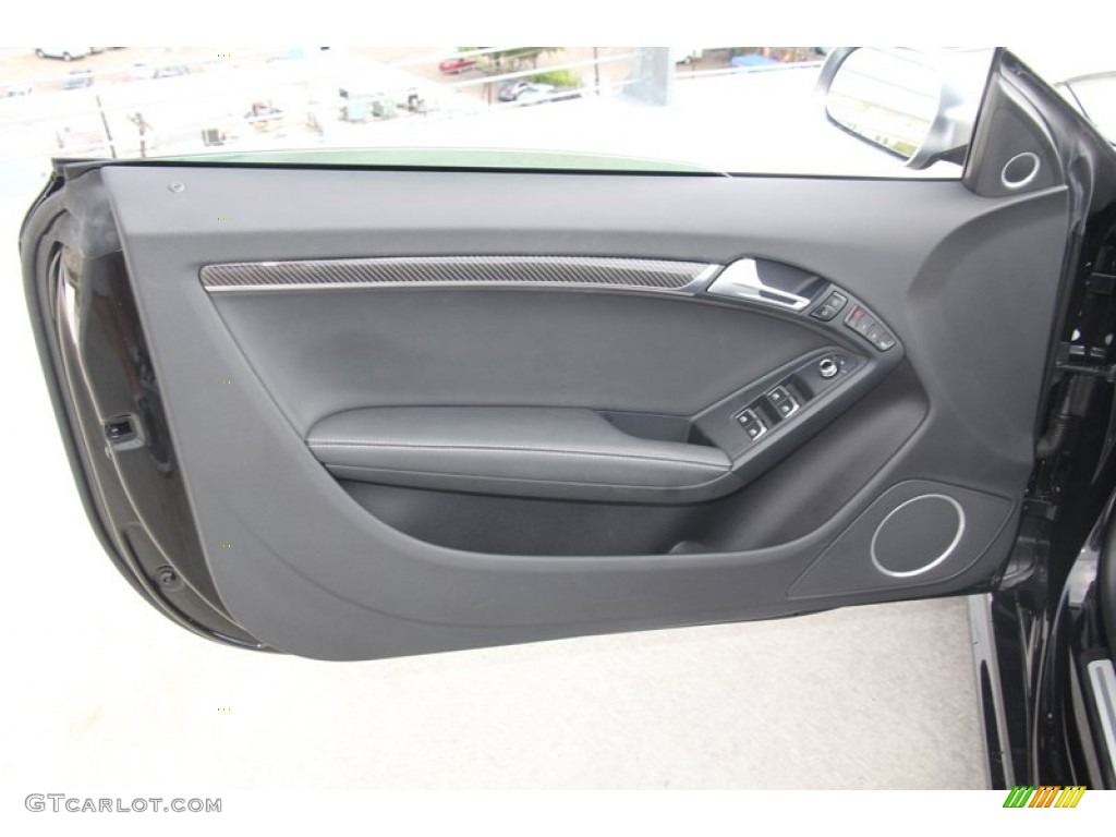 2013 Audi RS 5 4.2 FSI quattro Coupe Black Fine Nappa Leather/Rock Gray Stitching Door Panel Photo #98165274