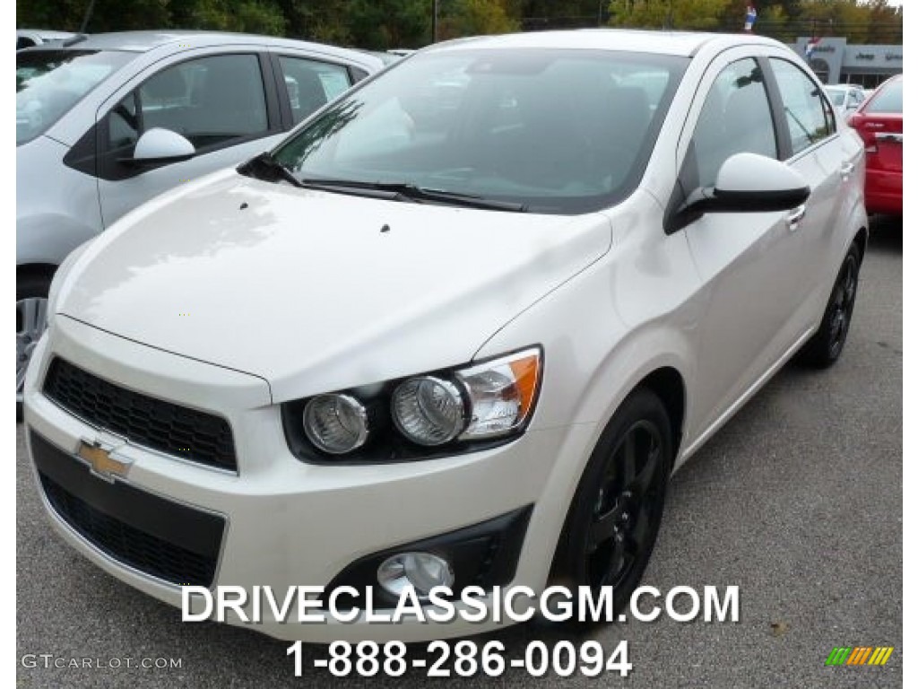 2014 Sonic LTZ Sedan - White Diamond Tricoat / Jet Black/Dark Titanium photo #1