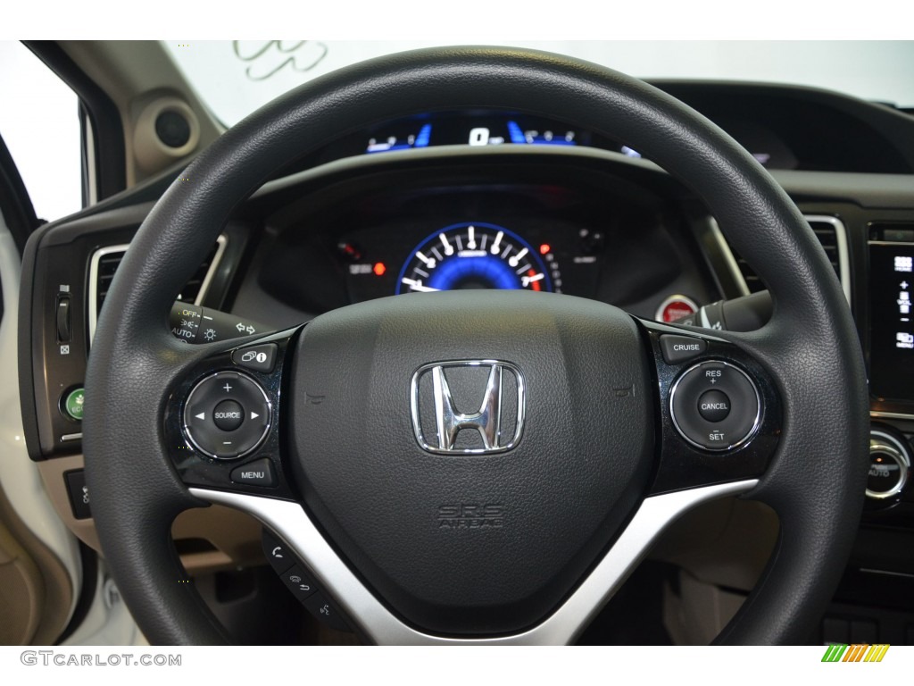 2015 Honda Civic EX Sedan Beige Steering Wheel Photo #98184720
