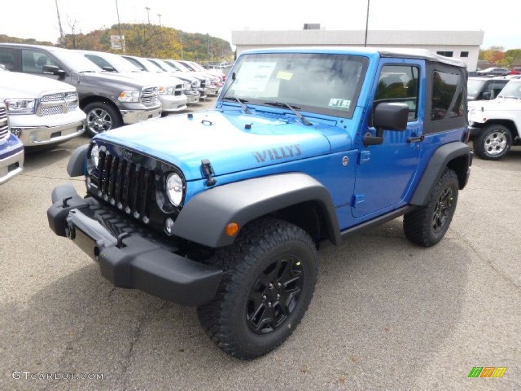 Hydro Blue Pearl 2015 Jeep Wrangler Willys Wheeler W 4x4 Exterior Photo #98185041