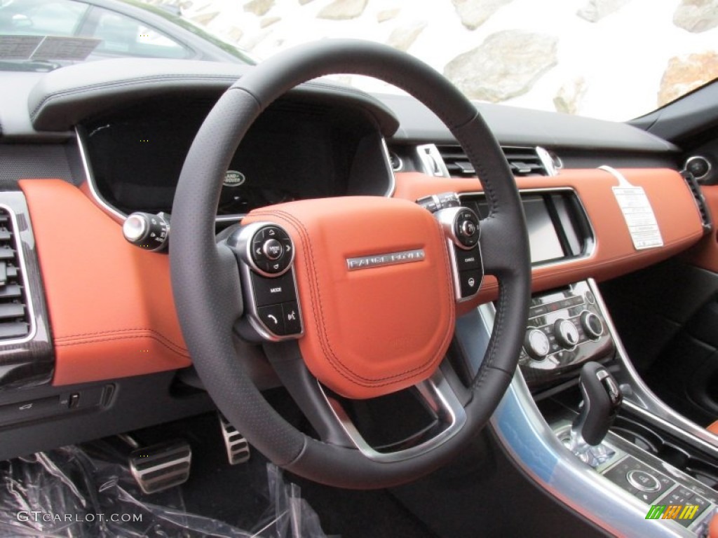 2014 Land Rover Range Rover Sport Autobiography Ebony/Tan Autobiography Two Tone Steering Wheel Photo #98187363