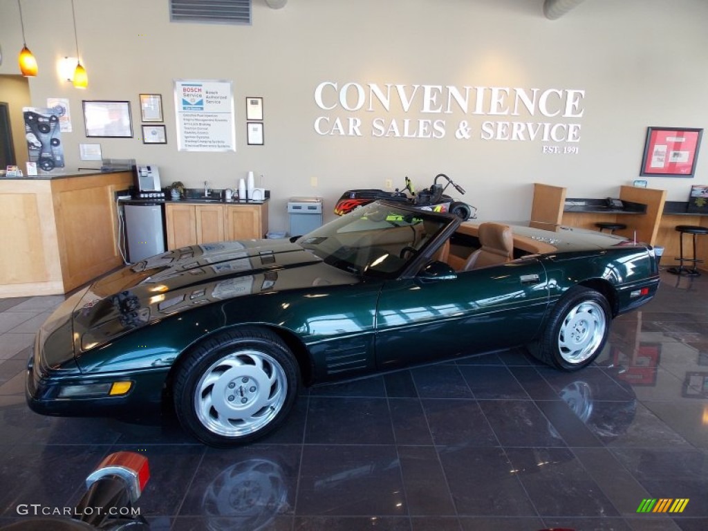 1991 Corvette Convertible - Polo Green Metallic / Saddle photo #1