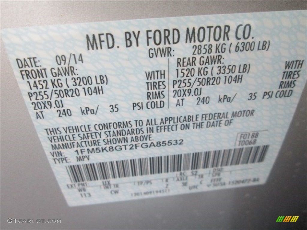 2015 Explorer Sport 4WD - Ingot Silver / Sport Charcoal Black photo #18