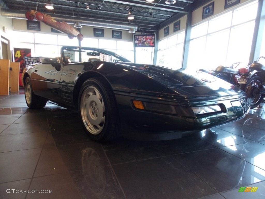 1991 Corvette Convertible - Polo Green Metallic / Saddle photo #10