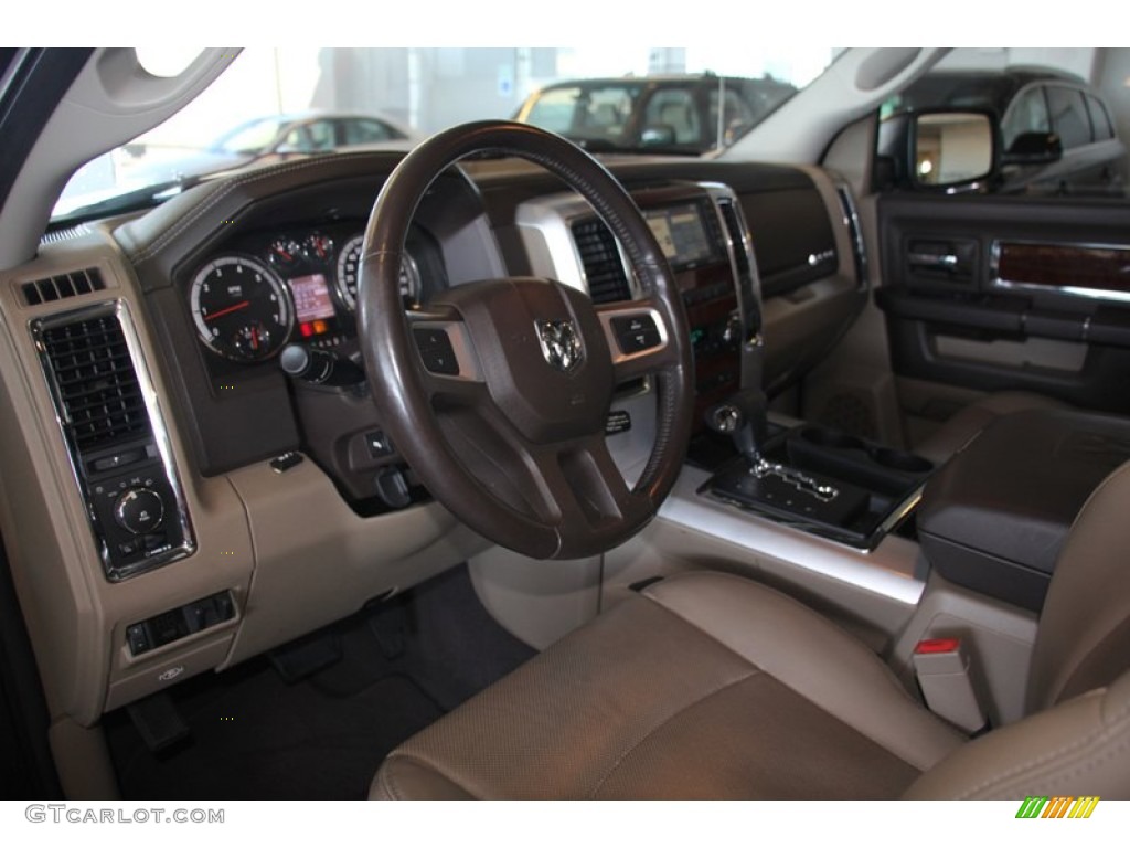 2011 Ram 1500 Laramie Quad Cab - Brilliant Black Crystal Pearl / Light Pebble Beige/Bark Brown photo #9