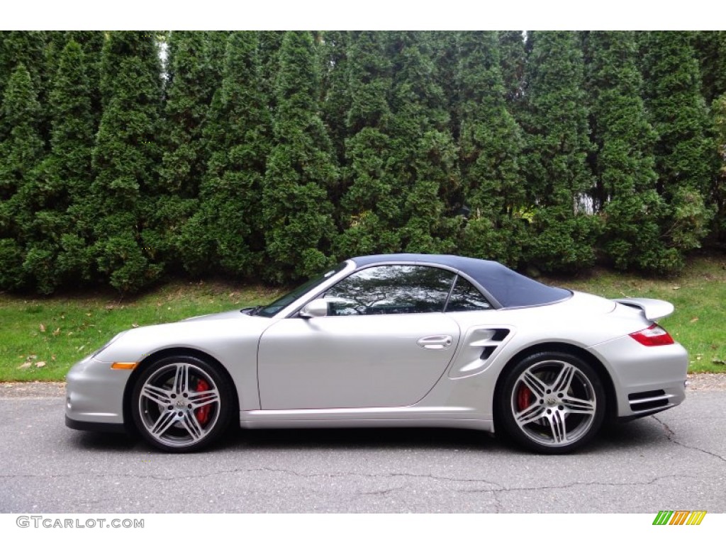 2008 911 Turbo Cabriolet - Arctic Silver Metallic / Sea Blue photo #3