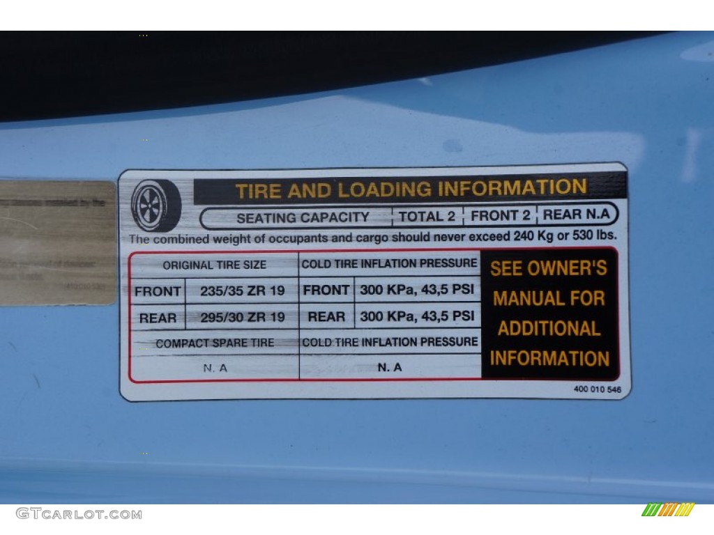 2006 Lamborghini Gallardo Spyder E-Gear Info Tag Photo #98236661