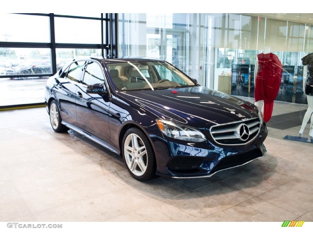 2014 E 350 4Matic Sedan - Lunar Blue Metallic / Silk Beige/Espresso Brown photo #1