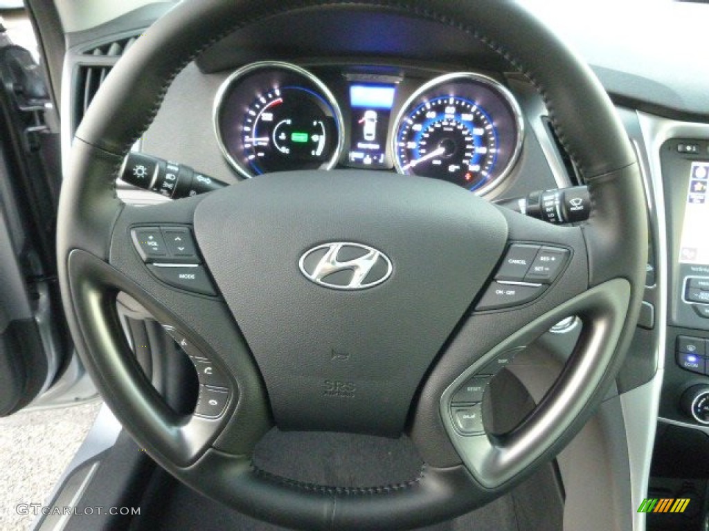 2015 Hyundai Sonata Hybrid Limited Gray Steering Wheel Photo #98252951