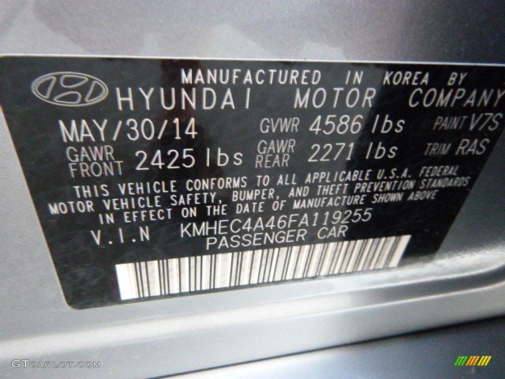 2015 Sonata Hybrid Color Code V7S for Pewter Gray Metallic Photo #98253032