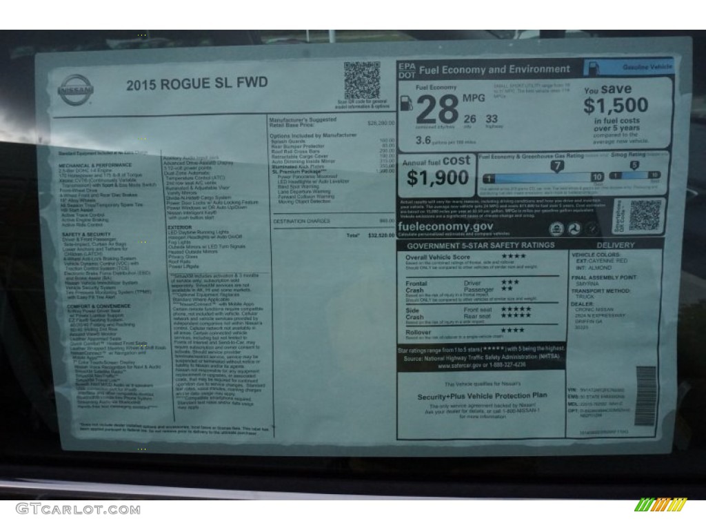 2015 Nissan Rogue SL Window Sticker Photos