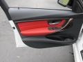 2014 BMW 3 Series Coral Red/Black Interior Door Panel Photo