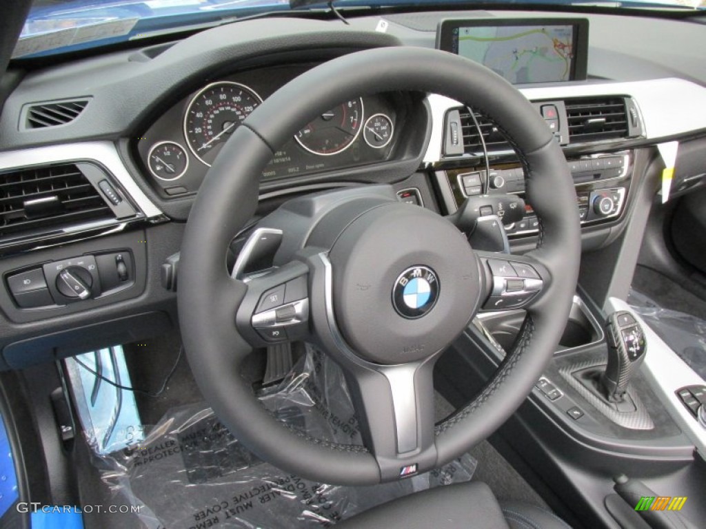 2015 BMW 4 Series 435i xDrive Convertible Black Steering Wheel Photo #98256725