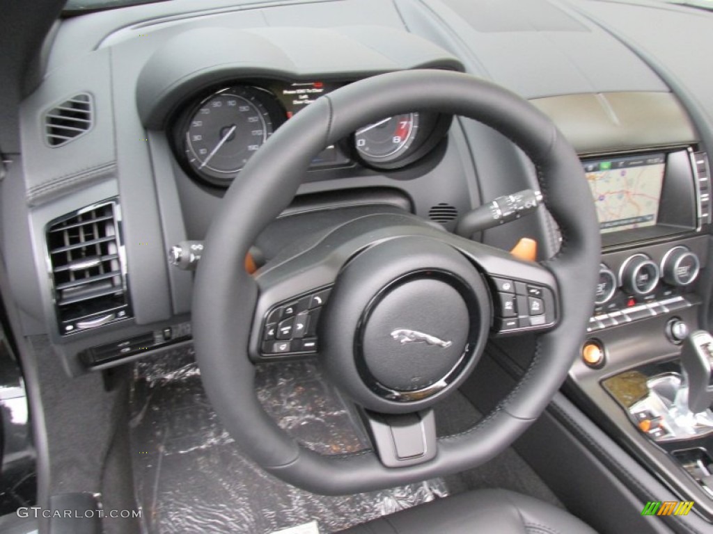 2015 Jaguar F-TYPE S Convertible Jet Steering Wheel Photo #98257721