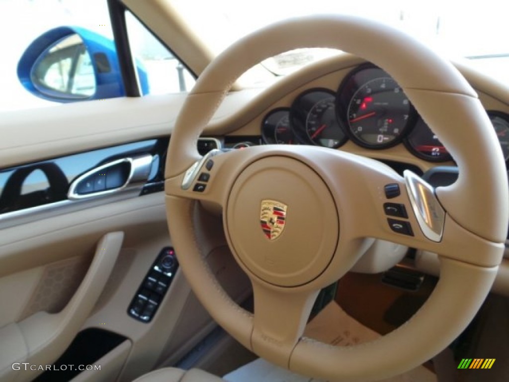 2015 Porsche Panamera Standard Panamera Model Luxor Beige Steering Wheel Photo #98262737