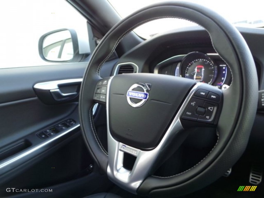2015 Volvo S60 T6 AWD R-Design R-Design Off-Black Steering Wheel Photo #98265014