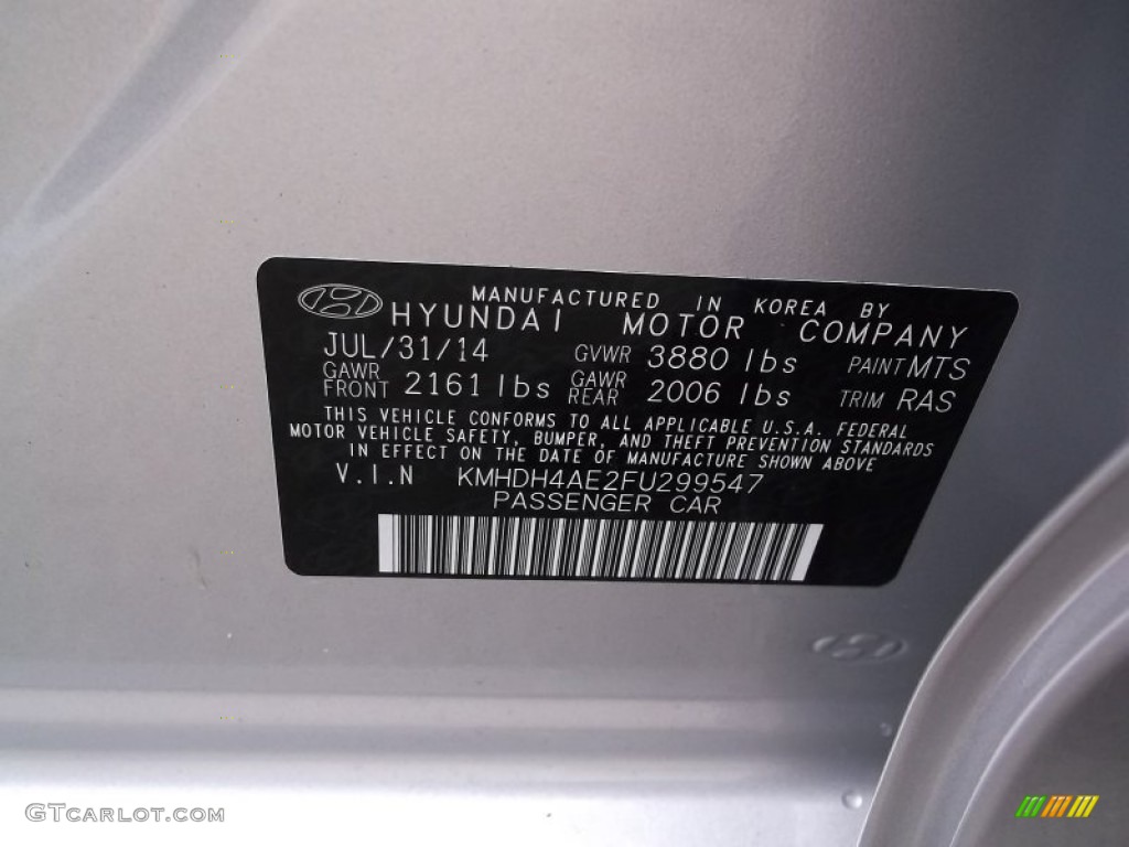 2015 Elantra SE Sedan - Shimmering Air Silver / Gray photo #15