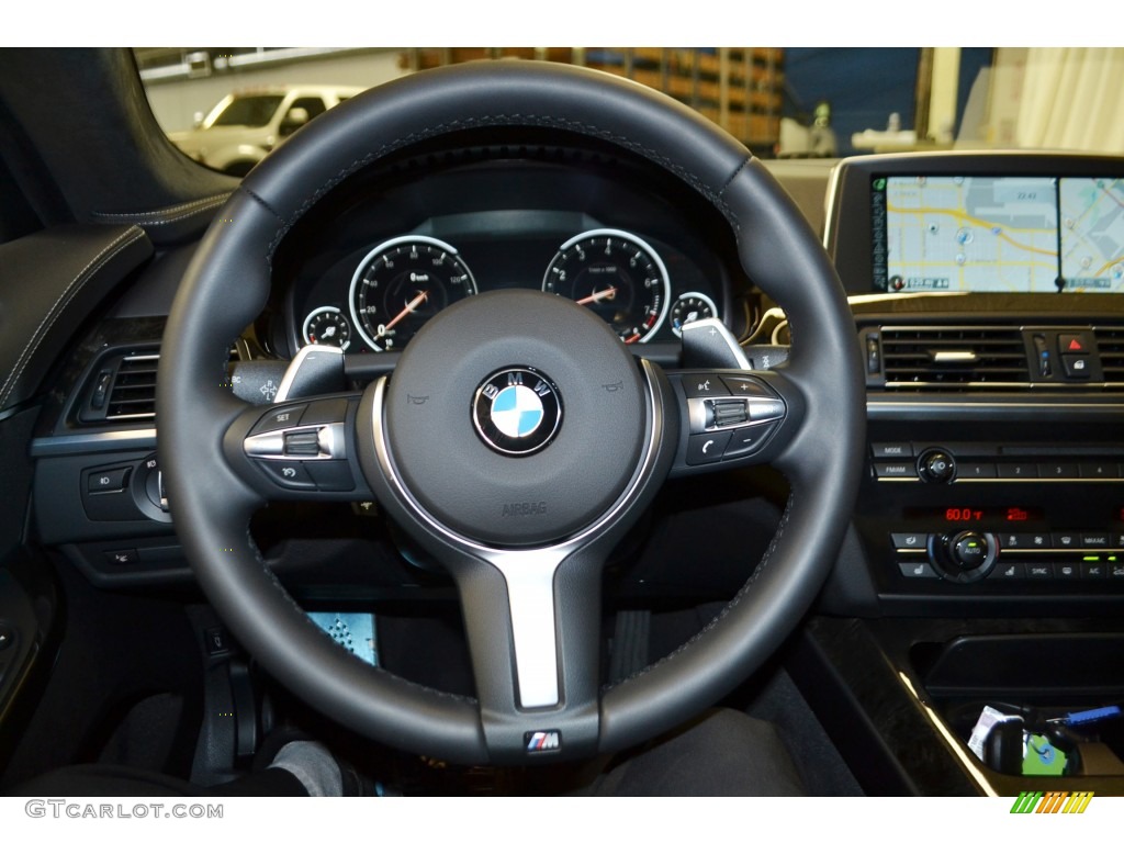 2014 BMW 6 Series 640i Coupe Black Steering Wheel Photo #98268749