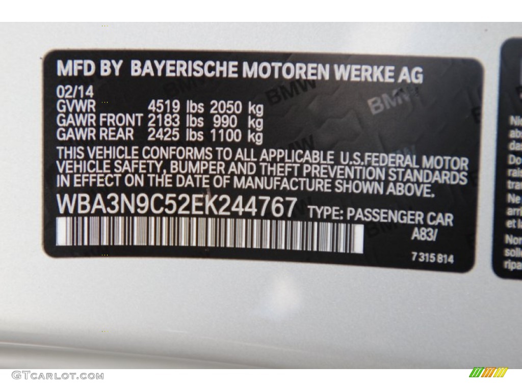 2014 4 Series Color Code A83 for Glacier Silver Metallic Photo #98268866