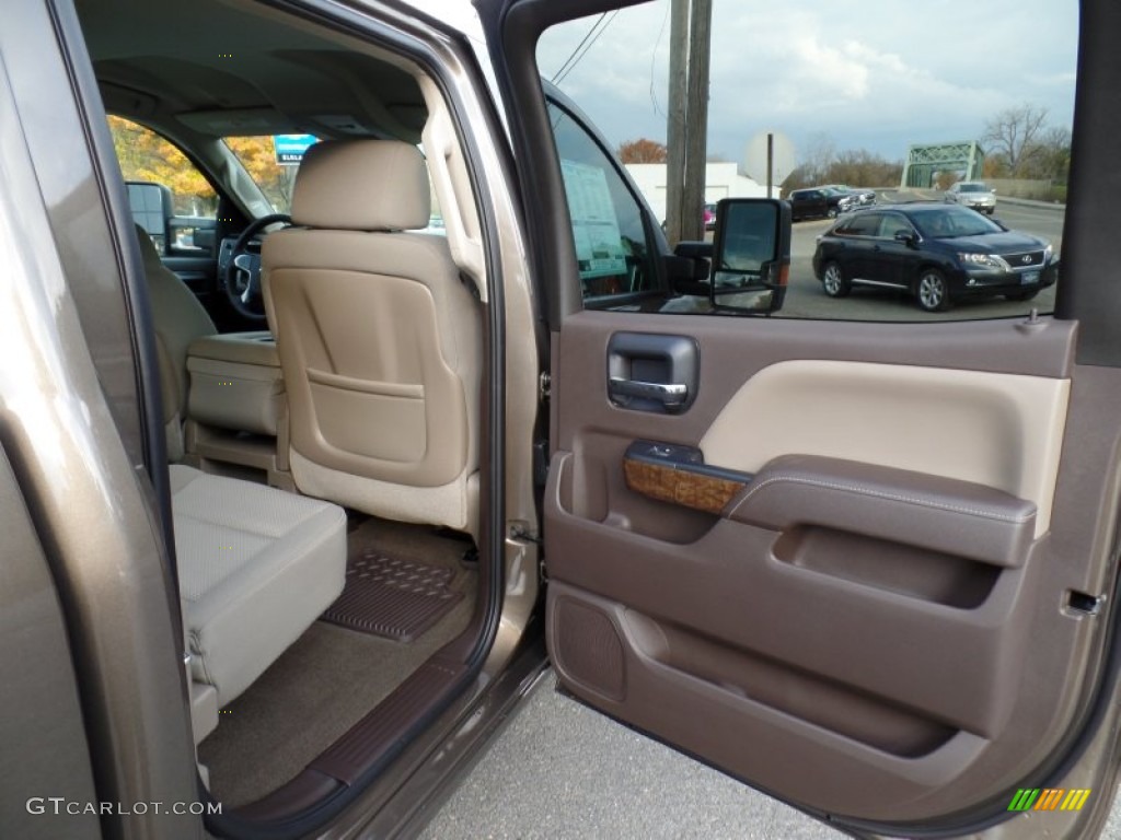 2015 Chevrolet Silverado 2500HD LT Crew Cab 4x4 Cocoa/Dune Door Panel Photo #98278808