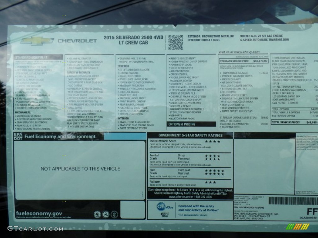 2015 Chevrolet Silverado 2500HD LT Crew Cab 4x4 Window Sticker Photo #98279081