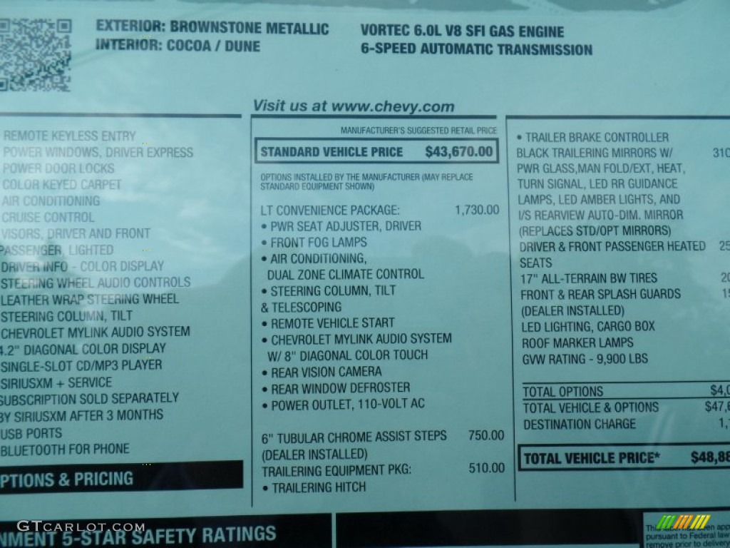2015 Chevrolet Silverado 2500HD LT Crew Cab 4x4 Window Sticker Photo #98279123
