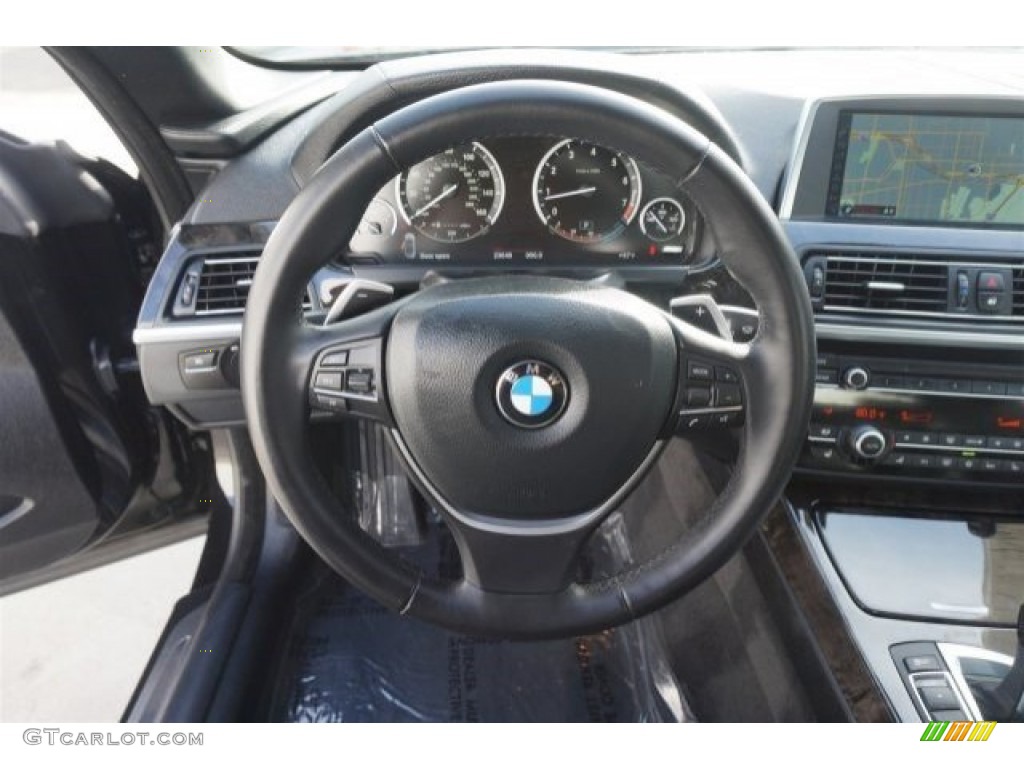 2012 BMW 6 Series 650i Convertible Black Nappa Leather Steering Wheel Photo #98282522