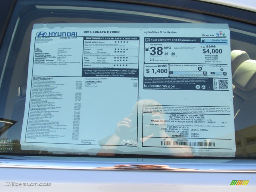 2015 Hyundai Sonata Hybrid Standard Sonata Hybrid Model Window Sticker Photo #98285459