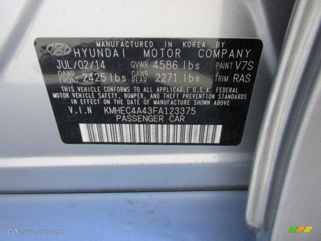 2015 Sonata Hybrid Color Code V7S for Pewter Gray Metallic Photo #98285693