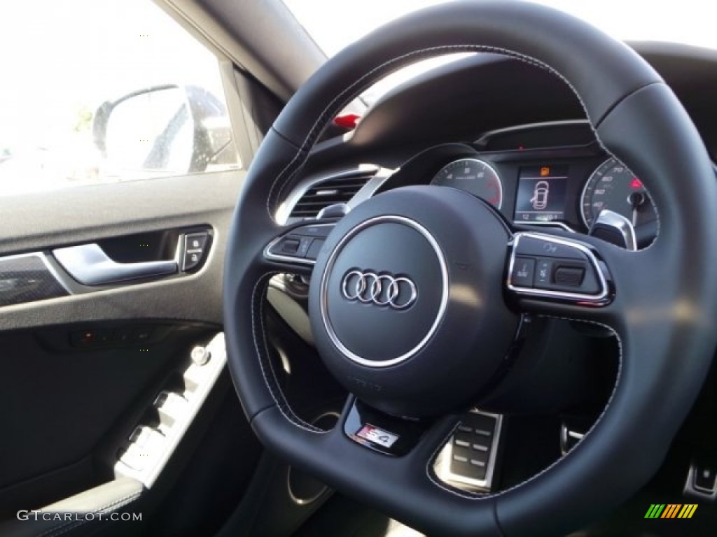 2015 Audi S4 Premium Plus 3.0 TFSI quattro Black Steering Wheel Photo #98290522