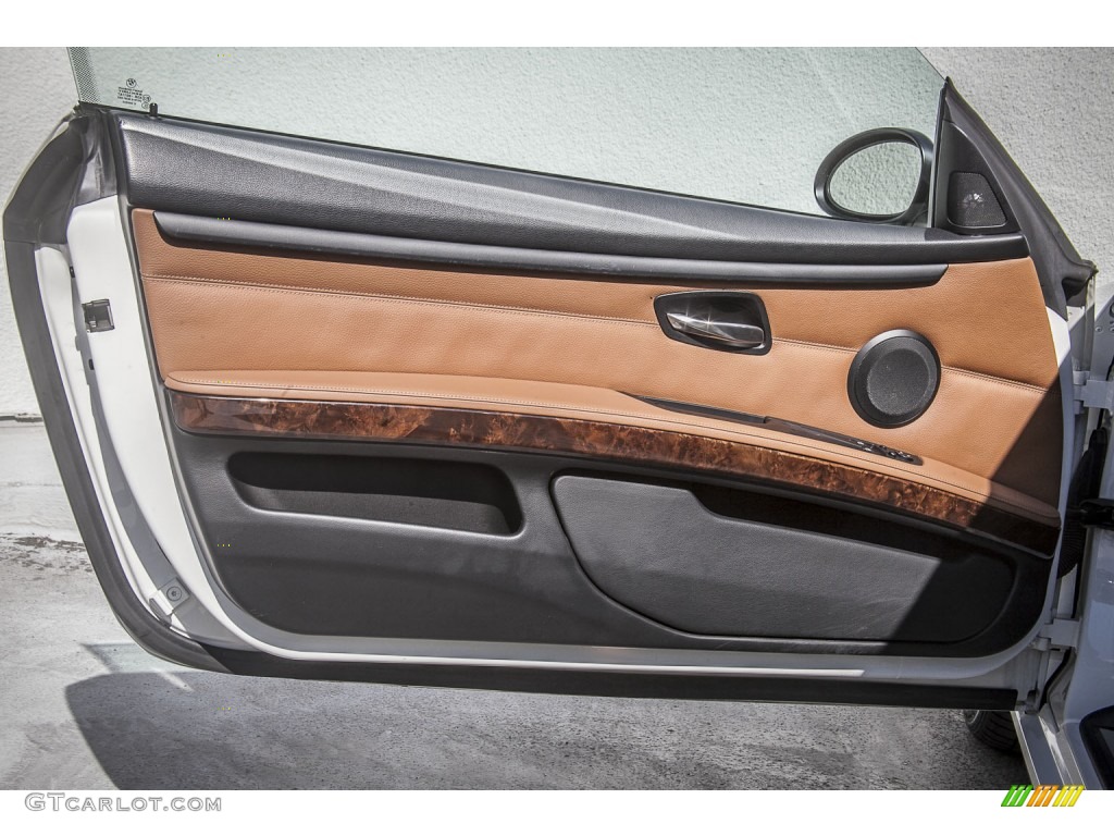 2008 BMW 3 Series 335i Coupe Saddle Brown/Black Door Panel Photo #98291338
