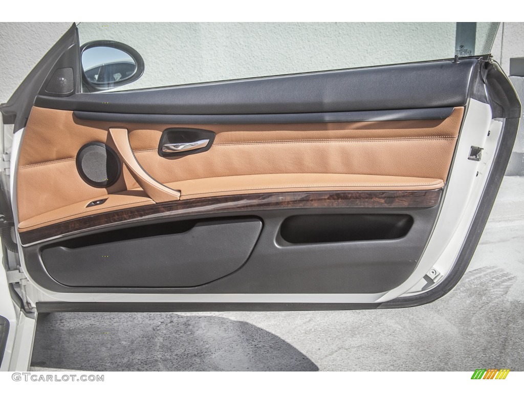2008 BMW 3 Series 335i Coupe Saddle Brown/Black Door Panel Photo #98291530