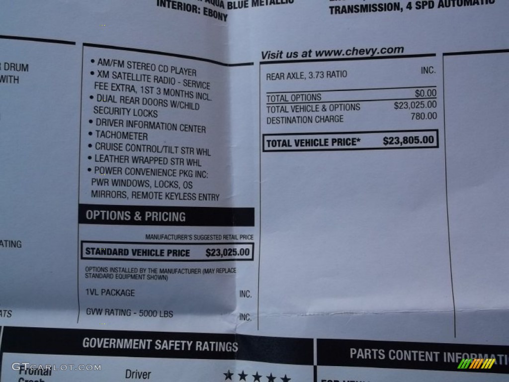 2009 Chevrolet Colorado LT Crew Cab Window Sticker Photos