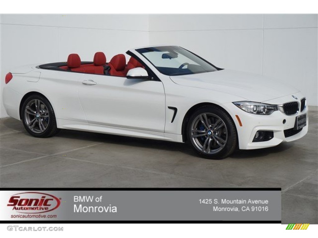 2015 4 Series 428i xDrive Convertible - Alpine White / Coral Red/Black Highlight photo #1