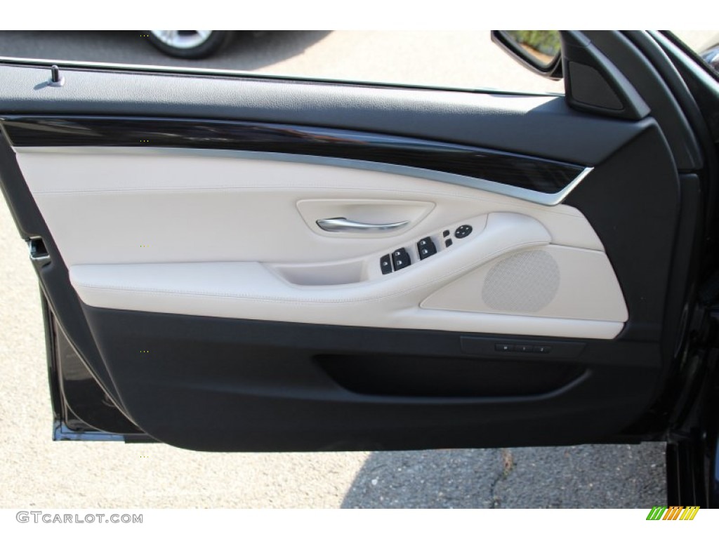 2014 BMW 5 Series 535d xDrive Sedan Ivory White/Black Door Panel Photo #98308897